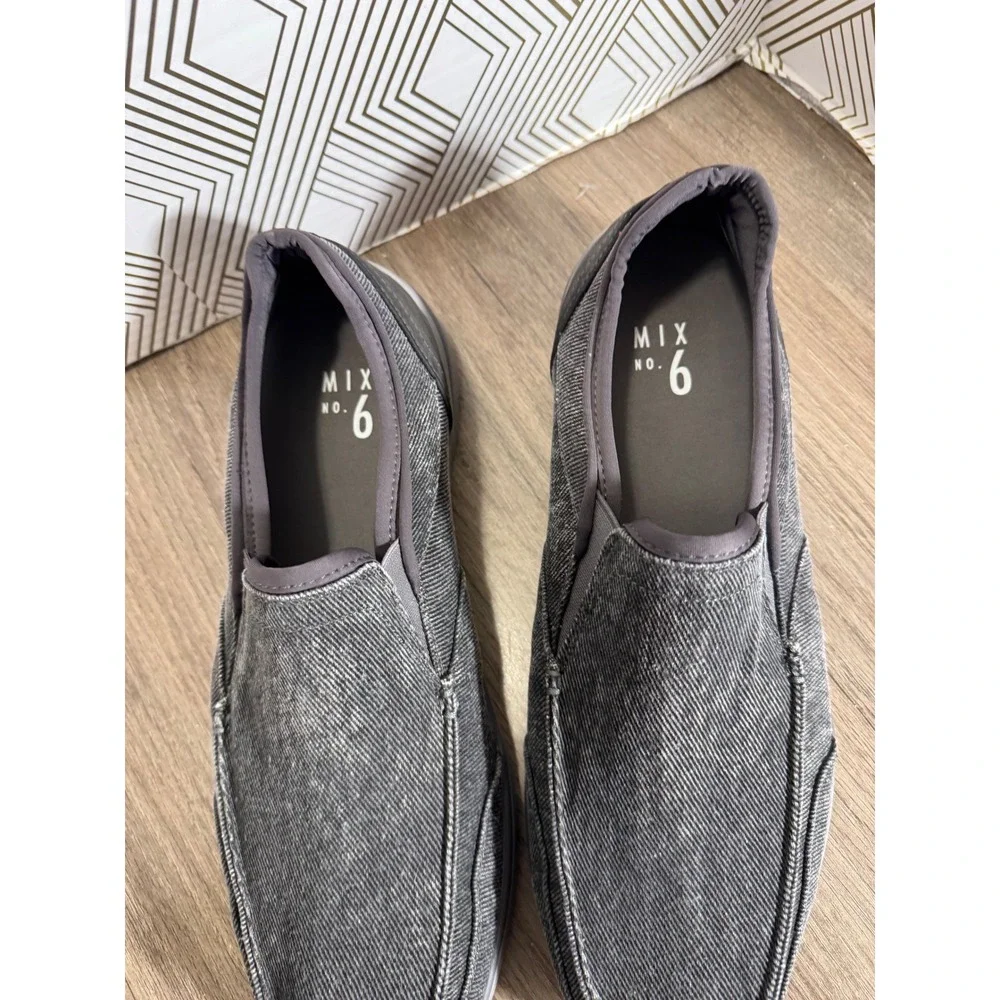 MIX NO 6 Mens Casual Slip On Denim‎ Loafer Shoes Charcoal Gray Size 12